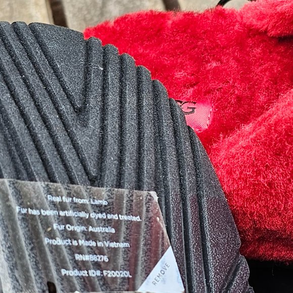 UGG Slides Samba Red Mens M FLUFF YOU Indoor Outdoor Slippers Sandals 12 USA 45 - Picture 11 of 14